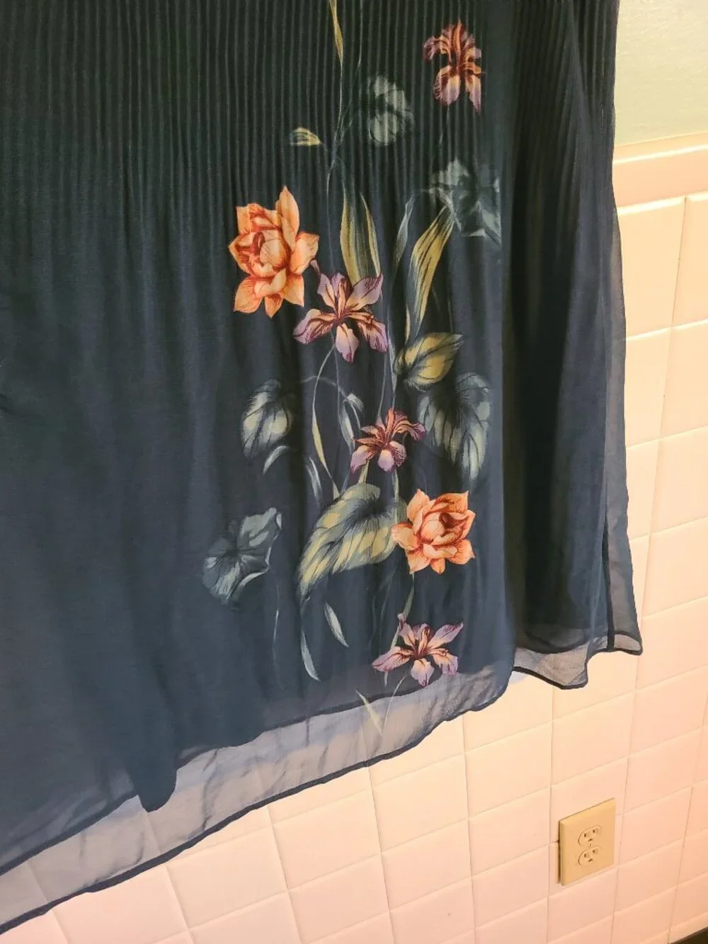 Daniel Rainn Teal Floral Pleated Midi Skirt Women's Size Large NWT